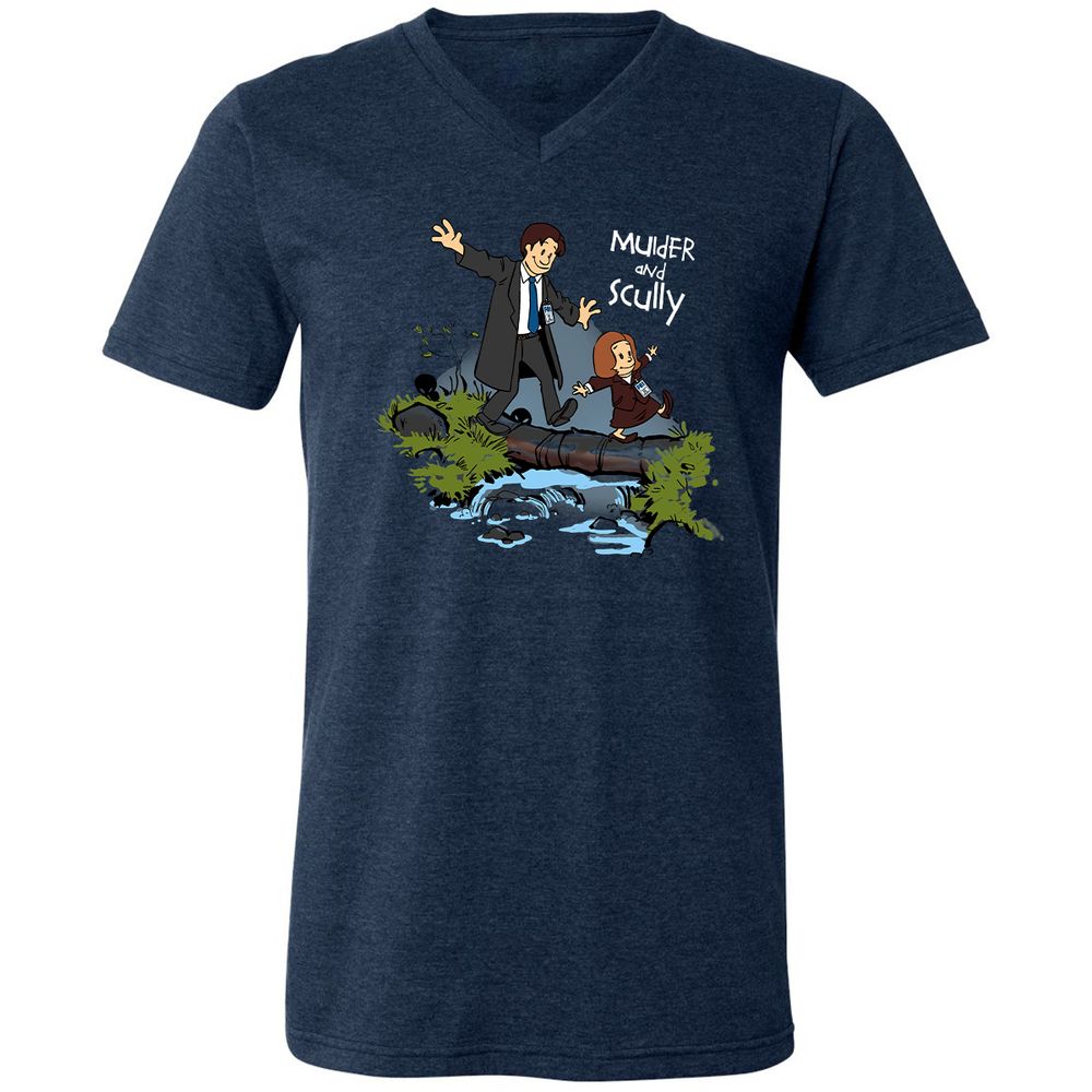Unisex V-Neck T-Shirt - D8ASUAR5 - Heather Navy - 15