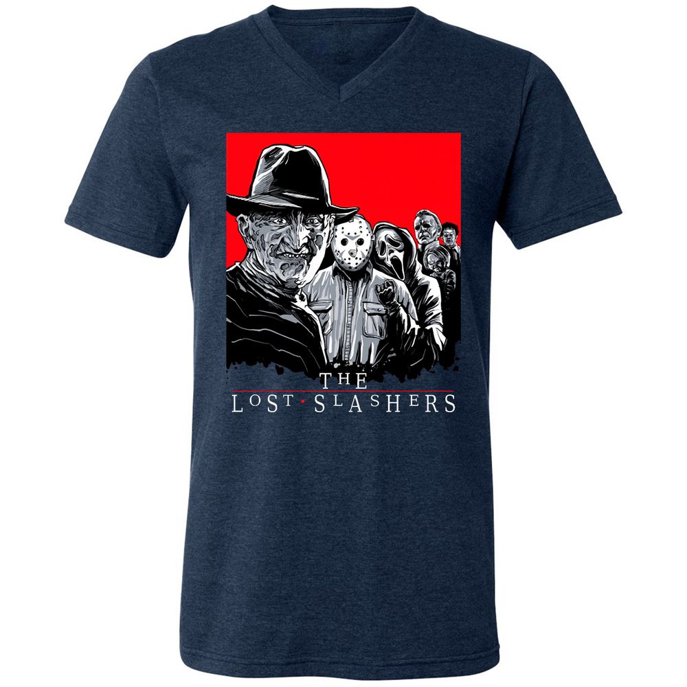 Unisex V-Neck T-Shirt - S7BNWG98 - Heather Navy - 15