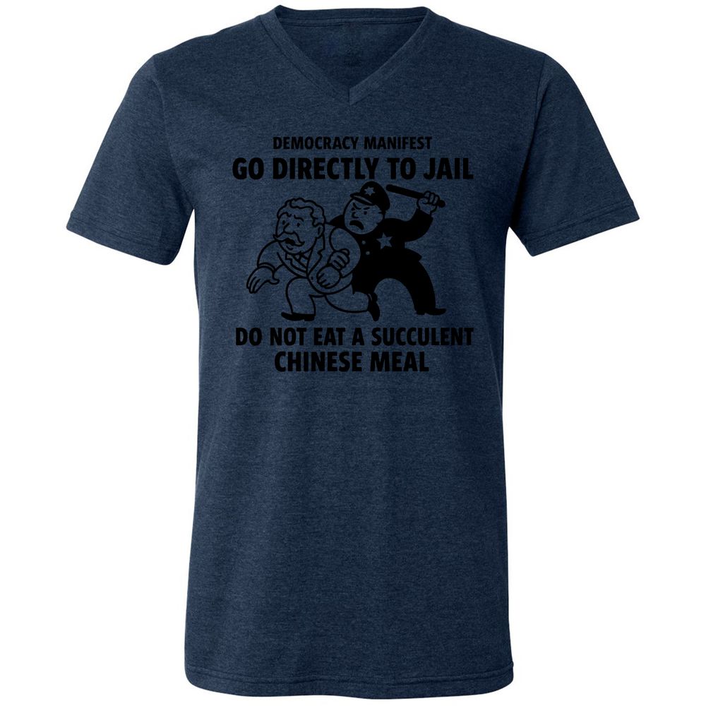 Unisex V-Neck T-Shirt - T5Y4XNMA - Heather Navy - 15