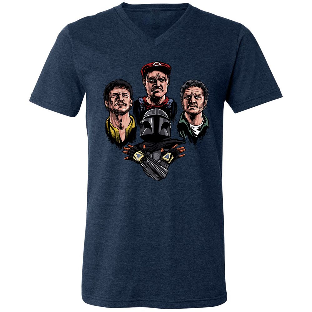 Unisex V-Neck T-Shirt - X2WMSSUK - Heather Navy - 15