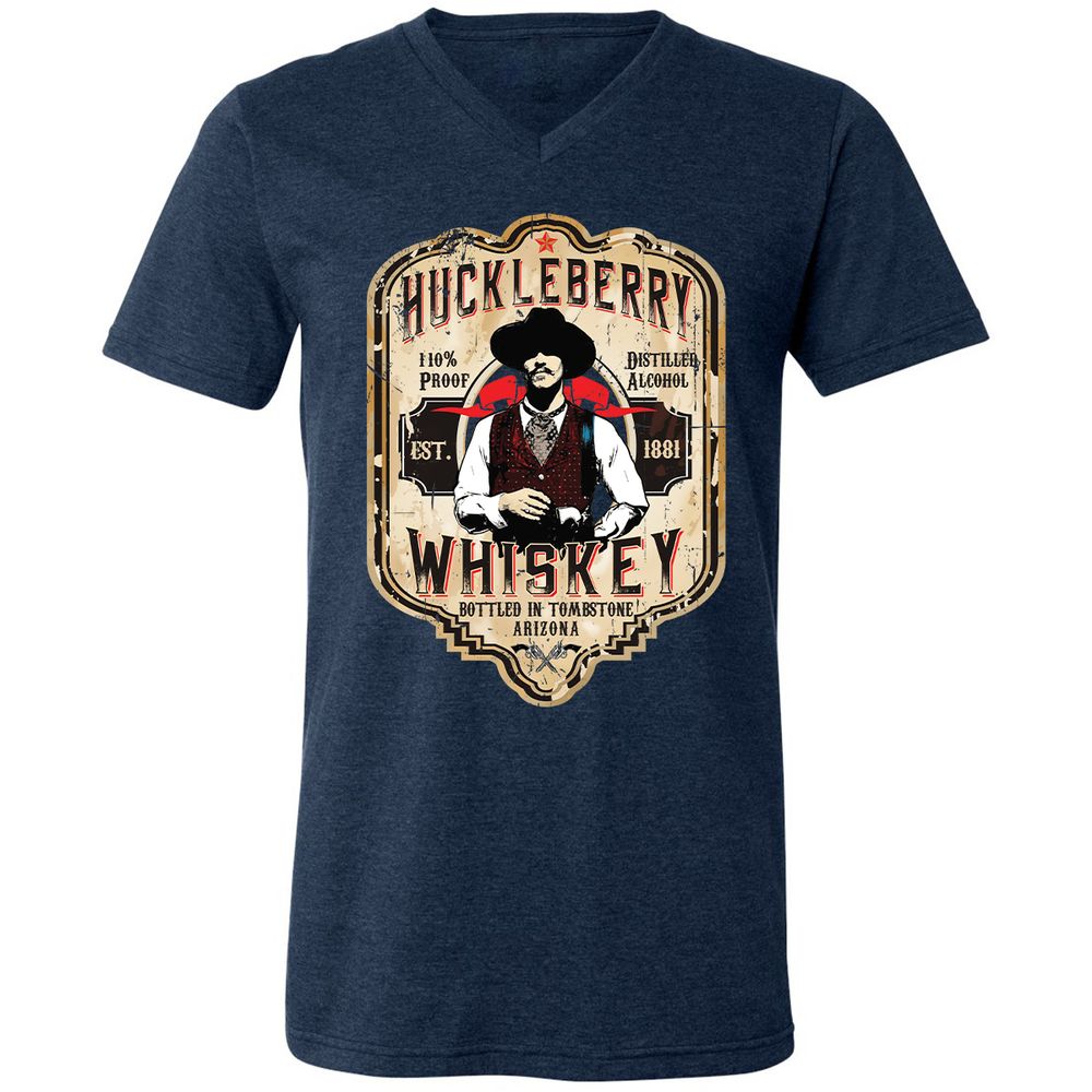 Unisex V-Neck T-Shirt - 2D9RNFH2 - Heather Navy - 15