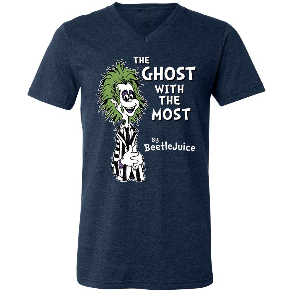 Unisex V-Neck T-Shirt - KJ3DHMXP - Heather Navy - 15