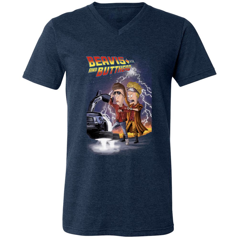 Unisex V-Neck T-Shirt - 7FZCWPUA - Heather Navy - 15