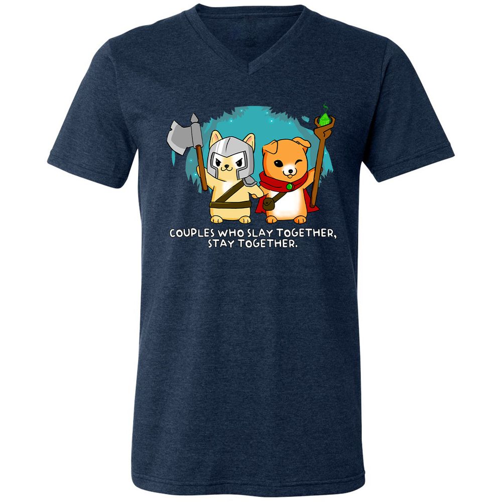 Unisex V-Neck T-Shirt - HP52UDY1 - Heather Navy - 15