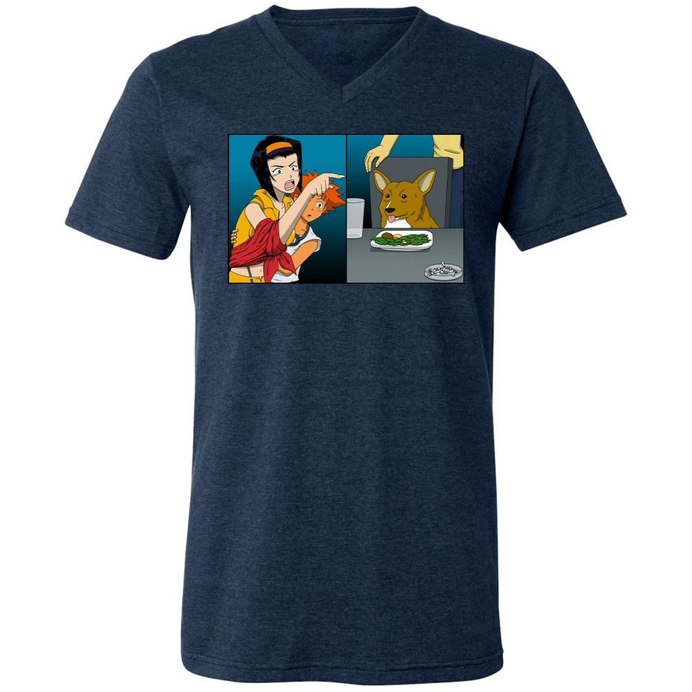 Unisex V-Neck T-Shirt - XVKXJB5G - Heather Navy - 15
