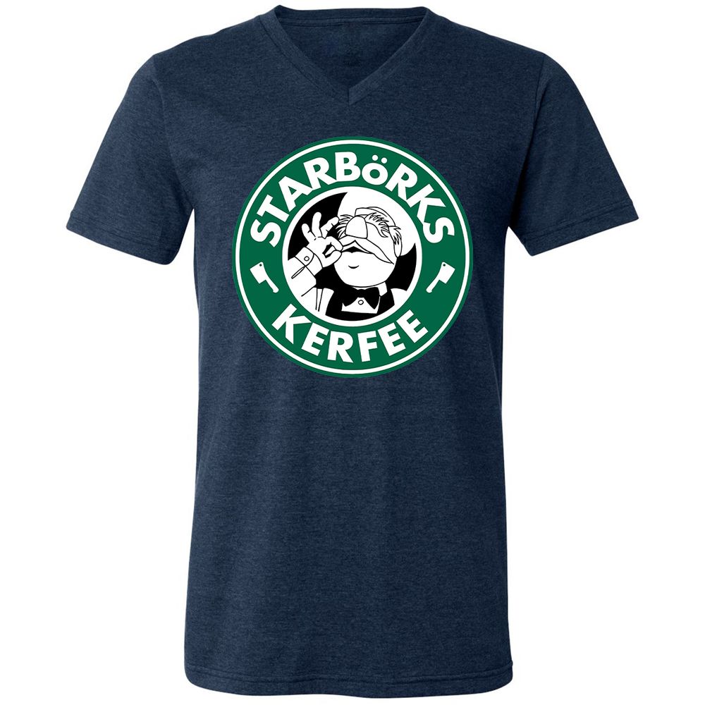 Unisex V-Neck T-Shirt - QQ3H45JH - Heather Navy - 15