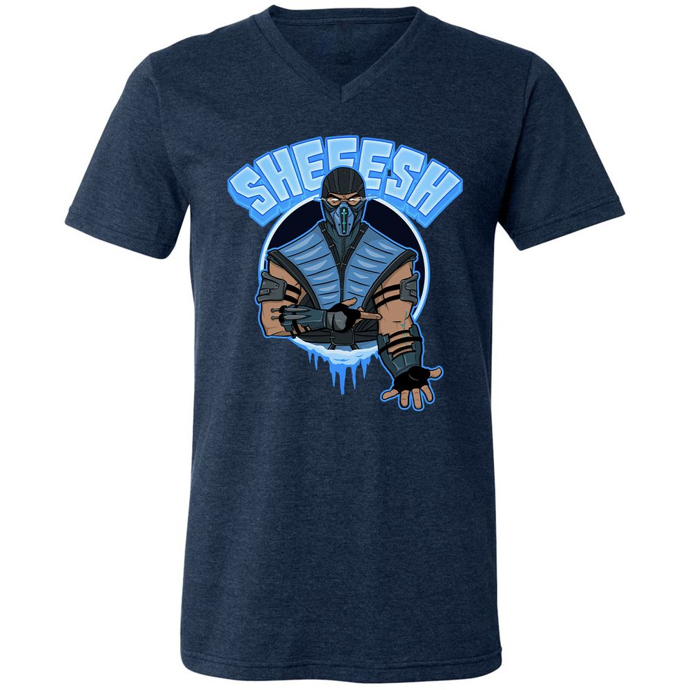Unisex V-Neck T-Shirt - 6R4MV69P - Heather Navy - 15