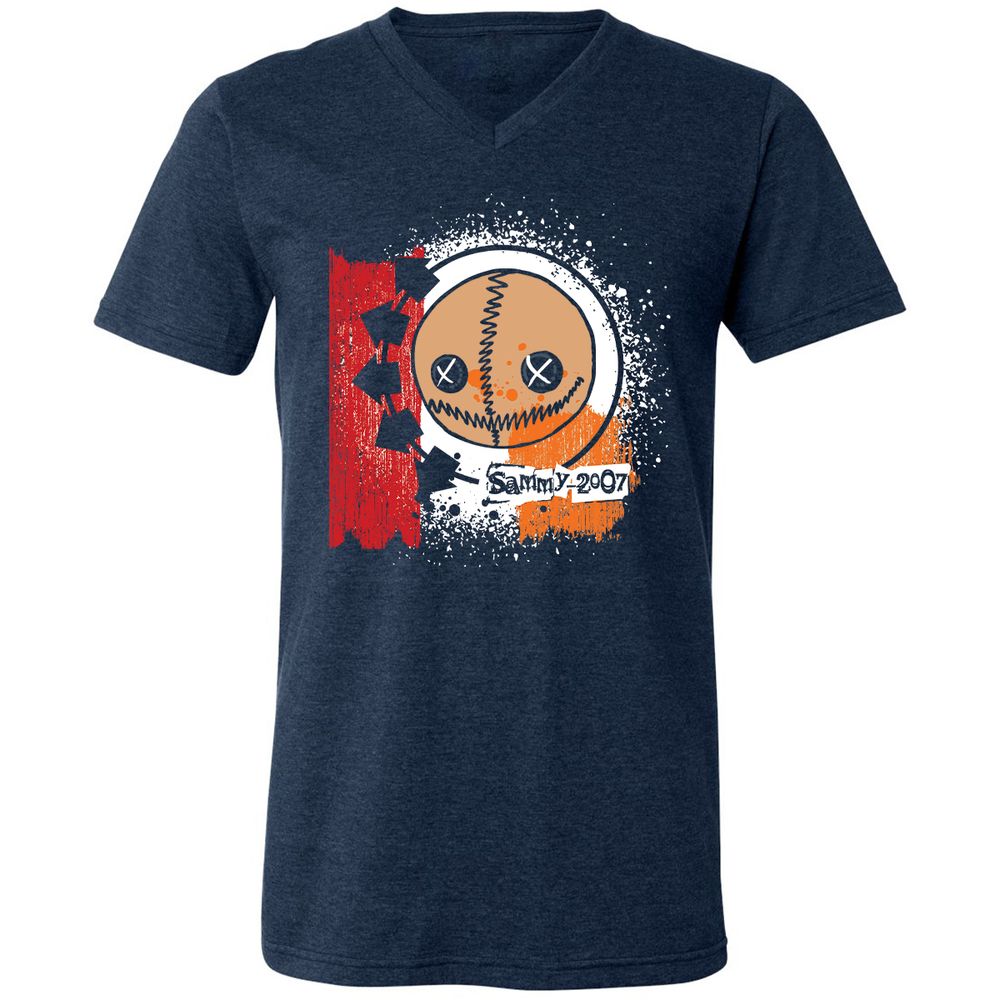 Unisex V-Neck T-Shirt - YYU1XRK2 - Heather Navy - 15