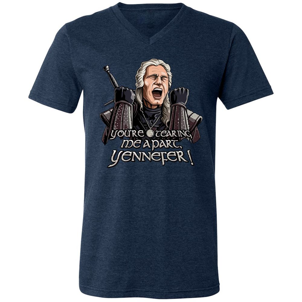 Unisex V-Neck T-Shirt - S56W49CW - Heather Navy - 15