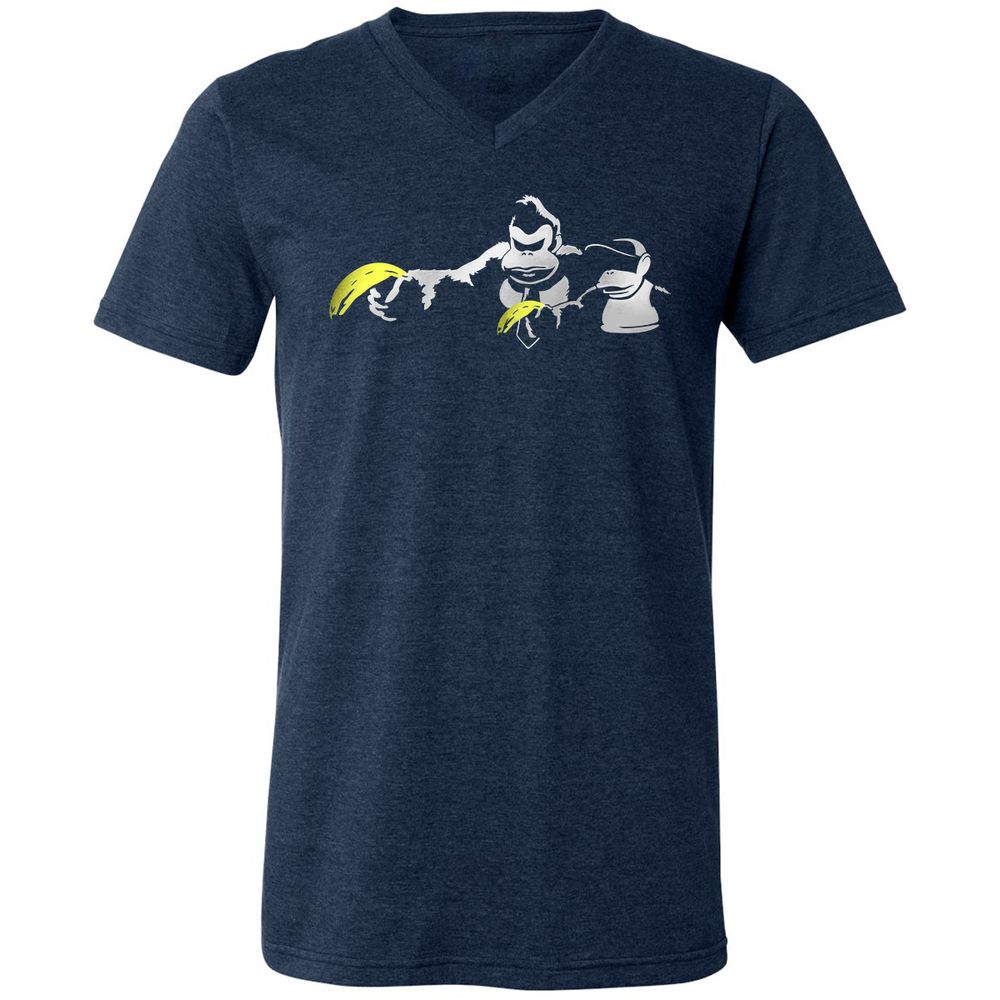 Unisex V-Neck T-Shirt - 34S5D4XQ - Heather Navy - 15