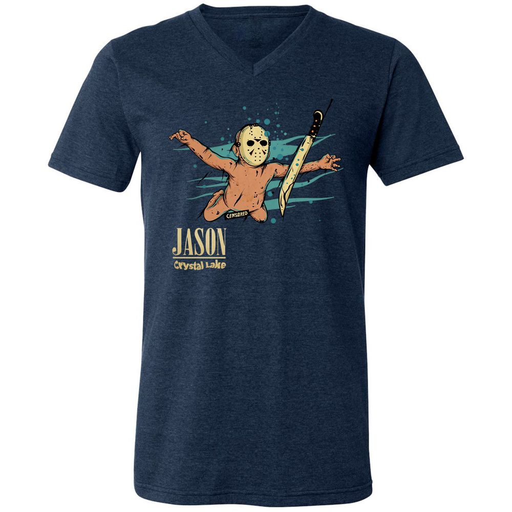 Unisex V-Neck T-Shirt - LG68FVAQ - Heather Navy - 15