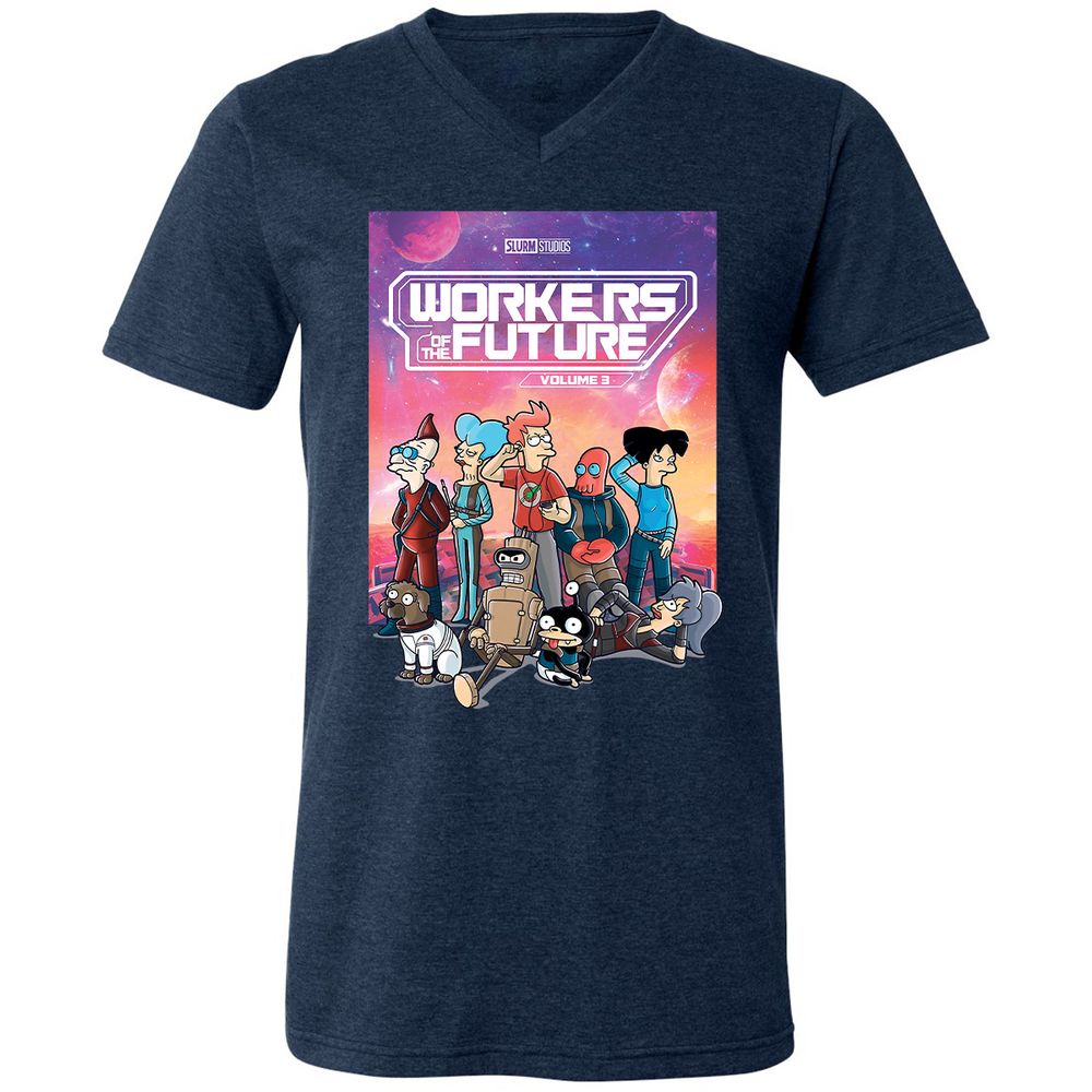 Unisex V-Neck T-Shirt - RUT7Q3LP - Heather Navy - 15