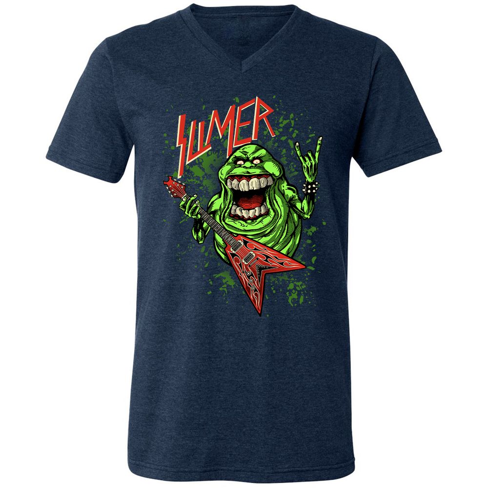 Unisex V-Neck T-Shirt - 2LWM6E55 - Heather Navy - 15
