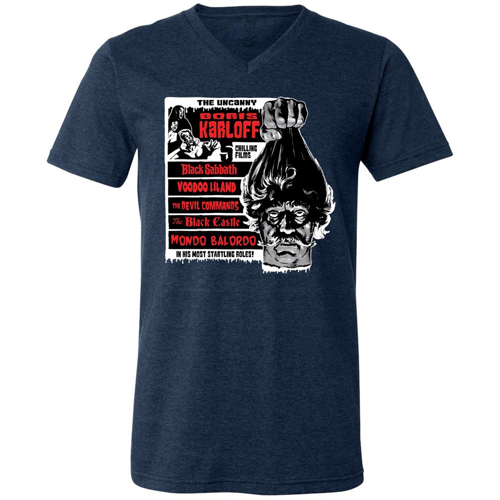 Unisex V-Neck T-Shirt - UY9KG73G - Heather Navy - 15