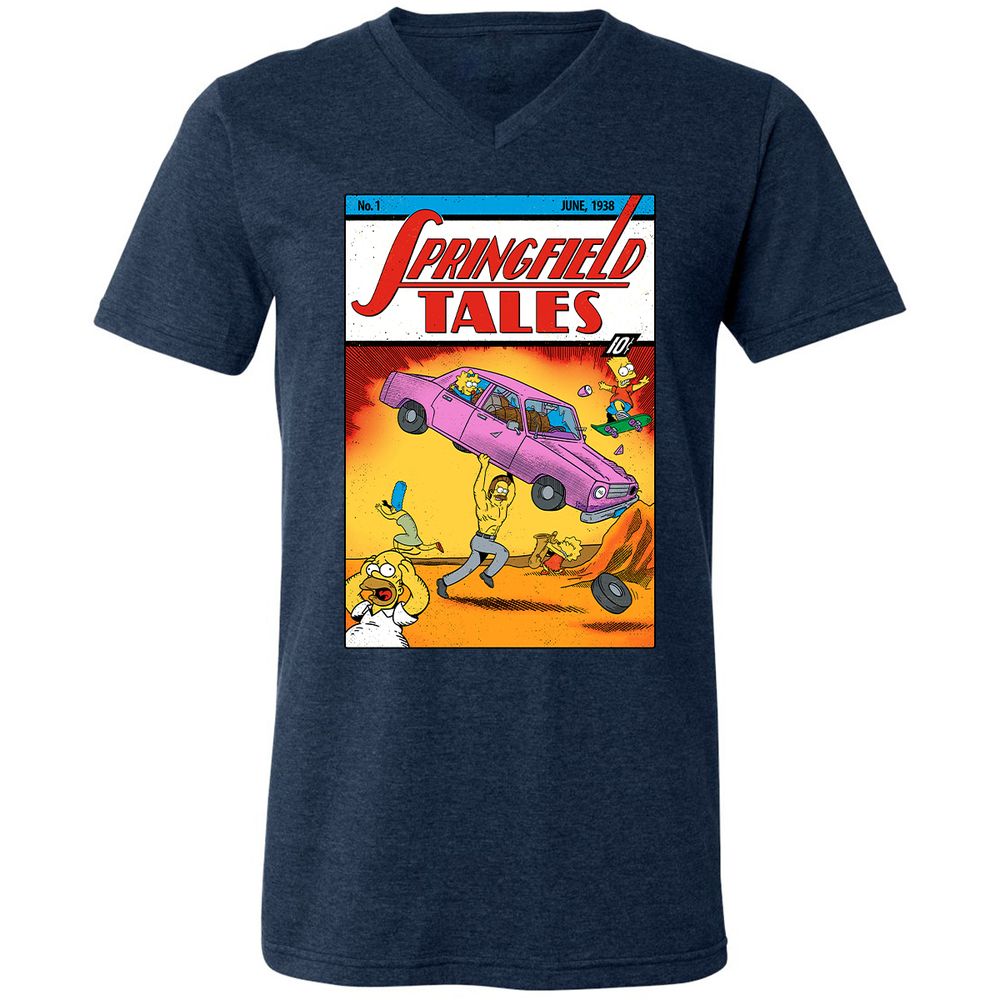 Unisex V-Neck T-Shirt - 7KMPH4NT - Heather Navy - 15