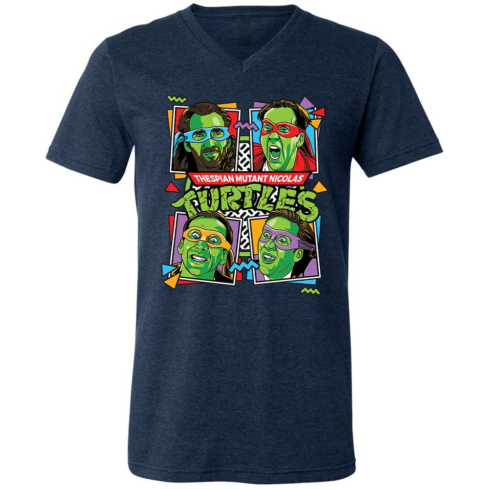 Unisex V-Neck T-Shirt - 5YAXW8UE - Heather Navy - 15