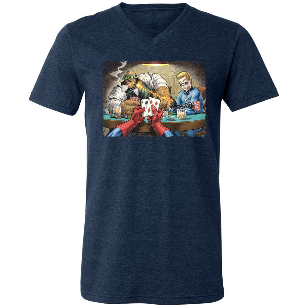 Unisex V-Neck T-Shirt - W23GM9MF - Heather Navy - 15