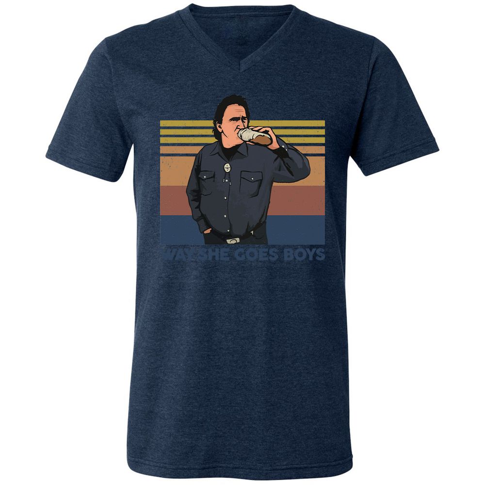 Unisex V-Neck T-Shirt - DQYHL8TK - Heather Navy - 15