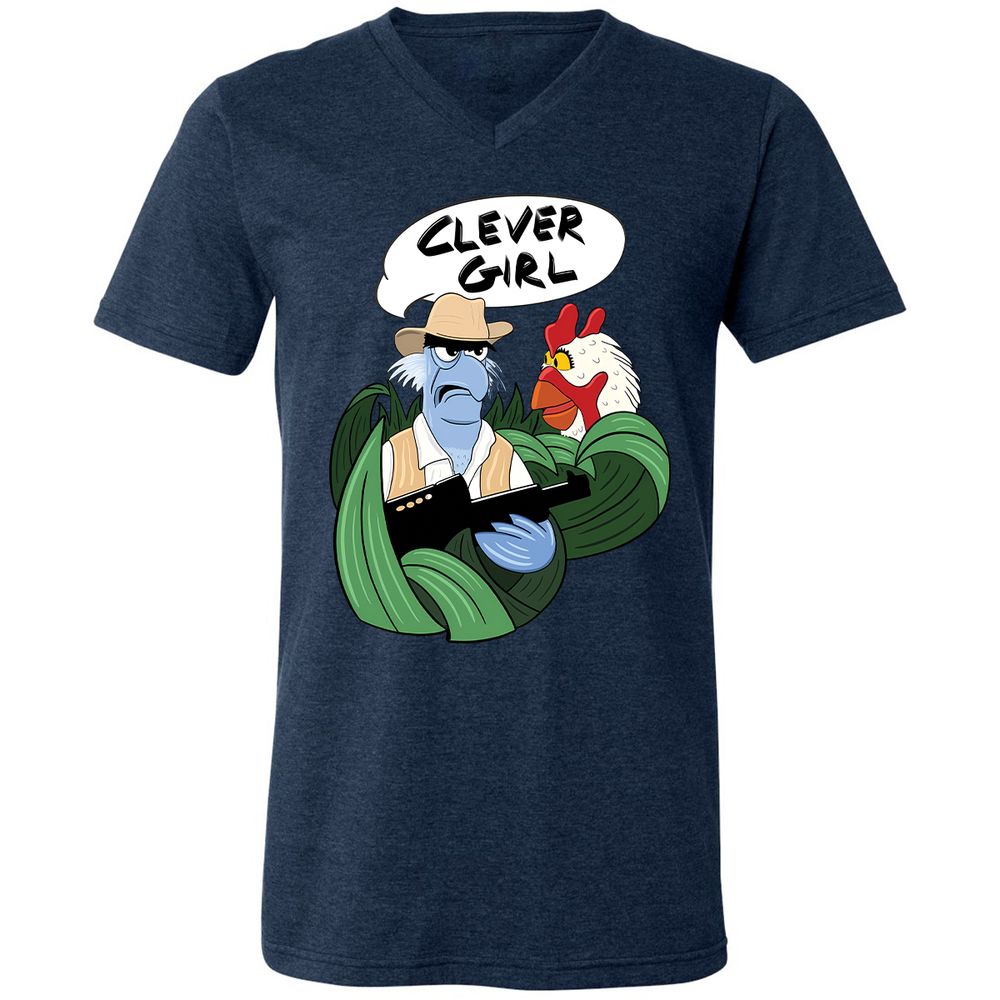 Unisex V-Neck T-Shirt - ZTP5KQZD - Heather Navy - 15
