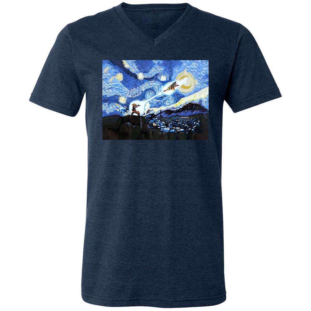 Unisex V-Neck T-Shirt - 7UW6S7JB - Heather Navy - 15
