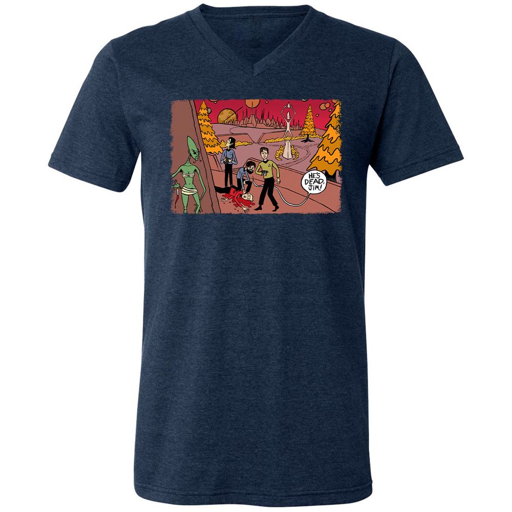 Unisex V-Neck T-Shirt - 6X8JSEMB - Heather Navy - 15