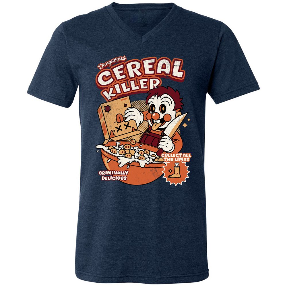 Unisex V-Neck T-Shirt - 7K6KNX7Q - Heather Navy - 15