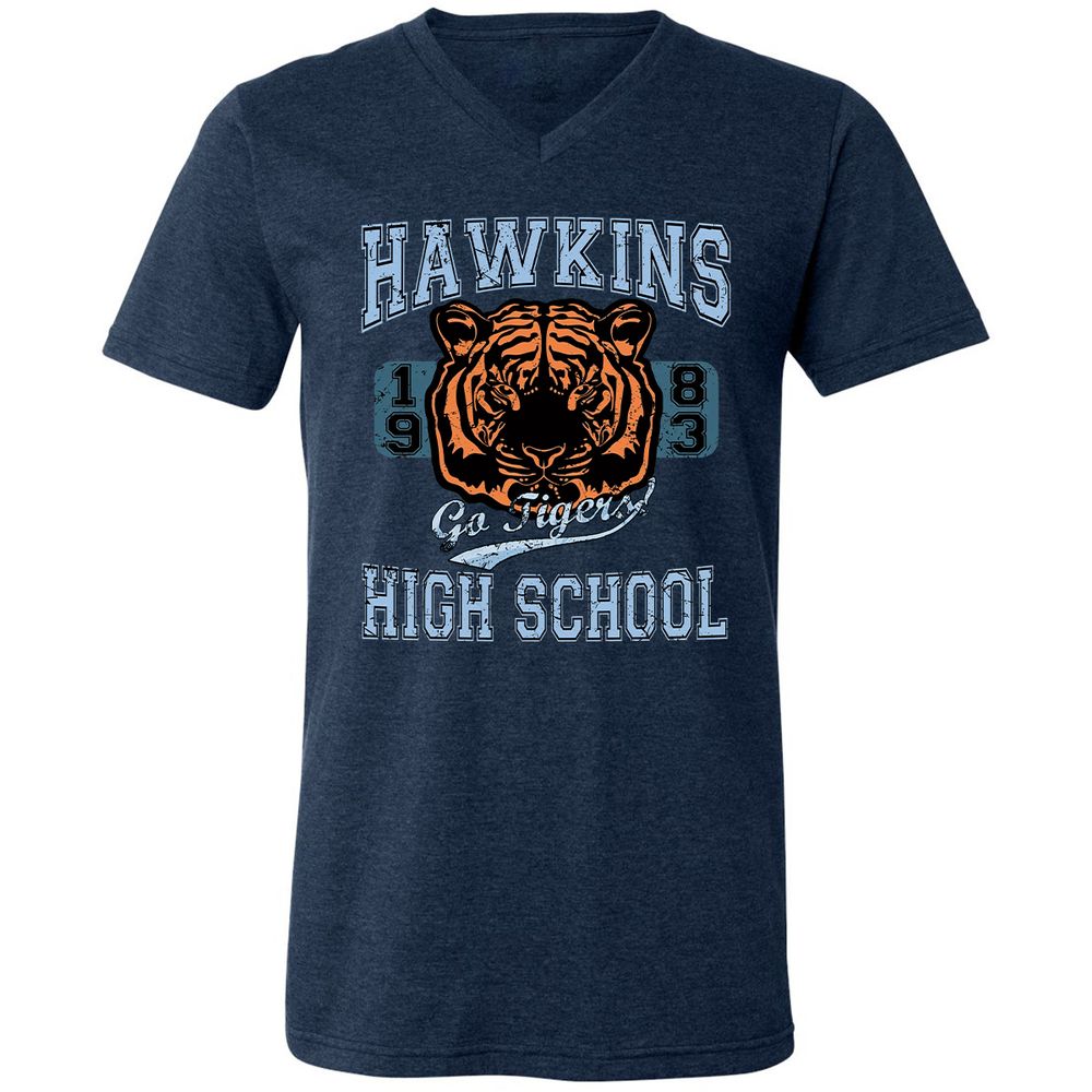 Unisex V-Neck T-Shirt - DVQDPYWF - Heather Navy - 15