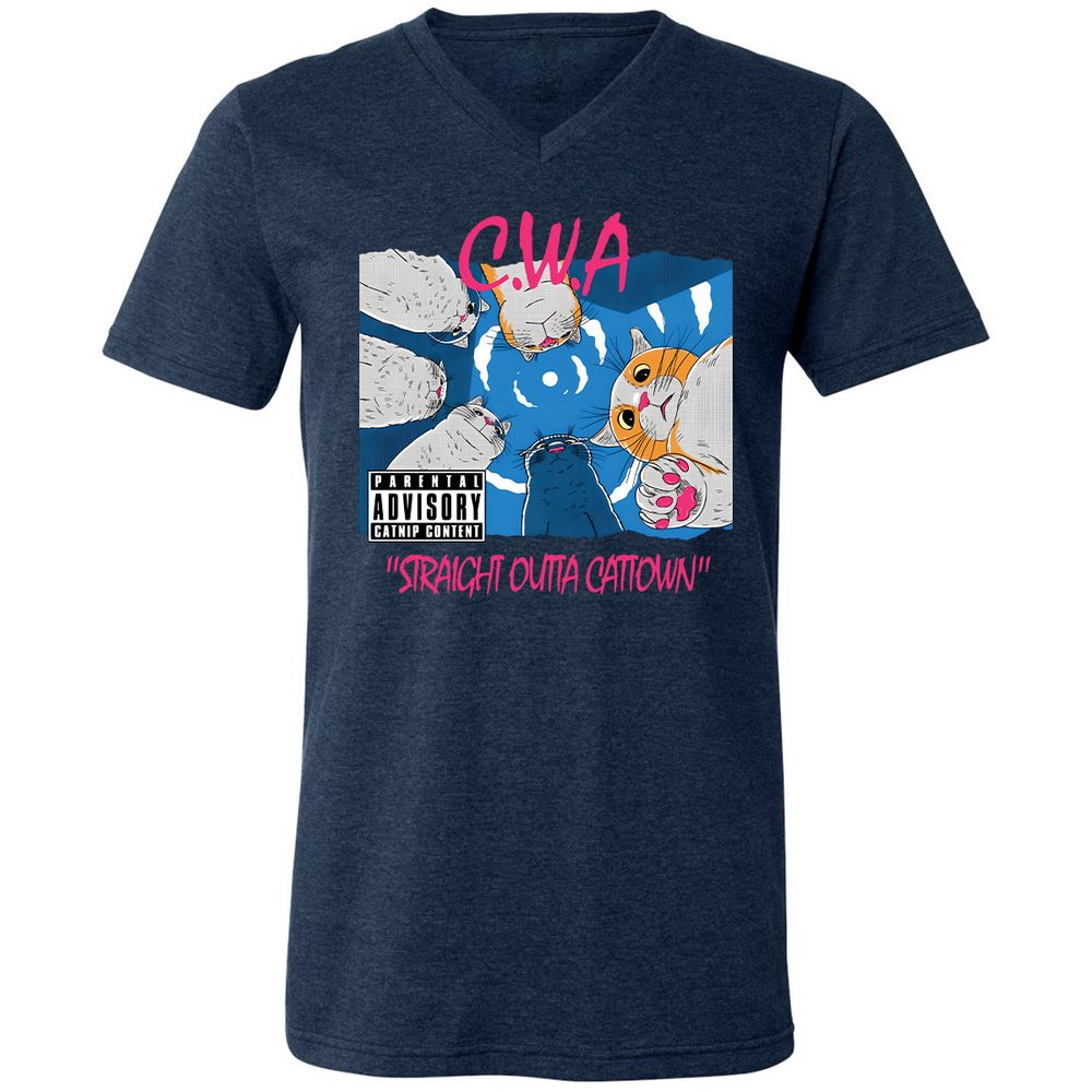 Unisex V-Neck T-Shirt - BUZ3KRRZ - Heather Navy - 15