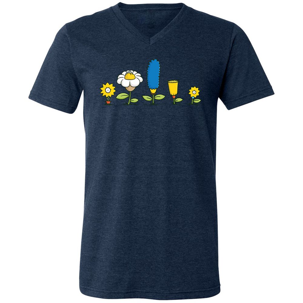 Unisex V-Neck T-Shirt - 4LPBL9XQ - Heather Navy - 15