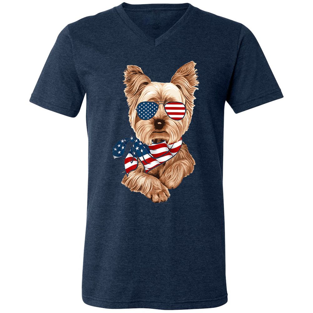 Unisex V-Neck T-Shirt - P48T3JDN - Heather Navy - 15