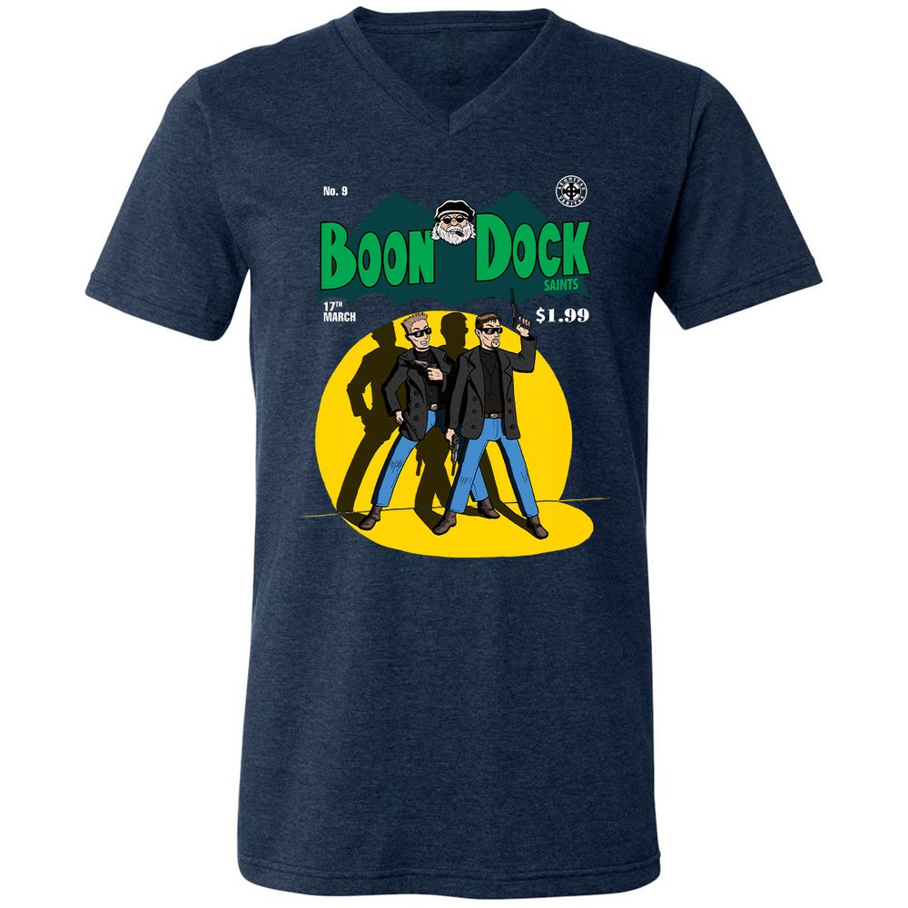 Unisex V-Neck T-Shirt - N6PHKSTJ - Heather Navy - 15
