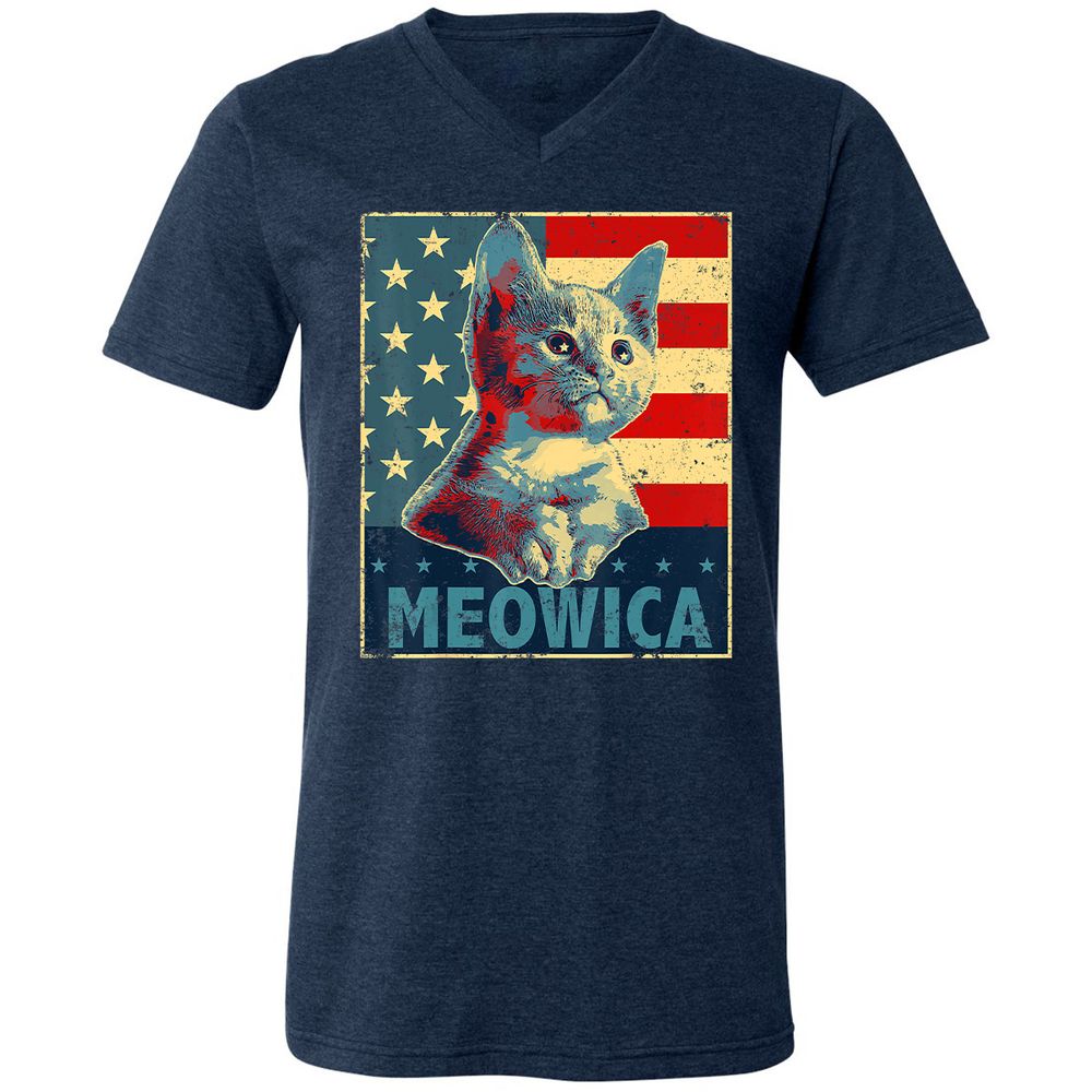 Unisex V-Neck T-Shirt - Z6EFX86C - Heather Navy - 15