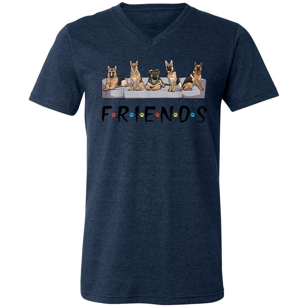 Unisex V-Neck T-Shirt - GMM3Y695 - Heather Navy - 15