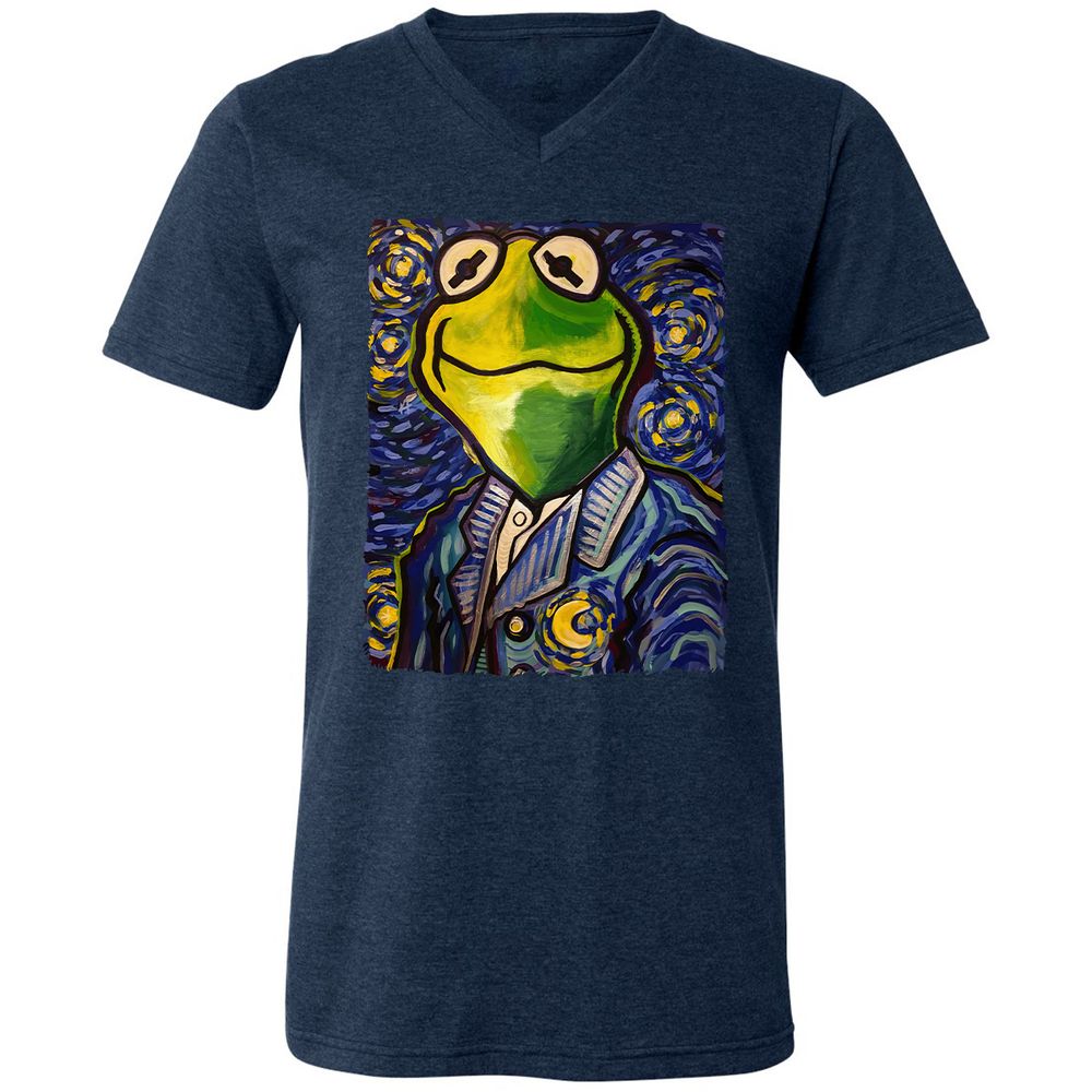 Unisex V-Neck T-Shirt - 6FKS3H8N - Heather Navy - 15