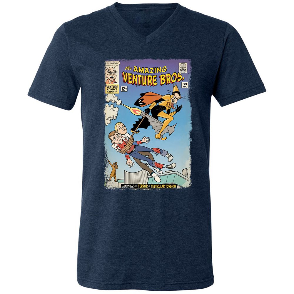 Unisex V-Neck T-Shirt - DEQQB54C - Heather Navy - 15