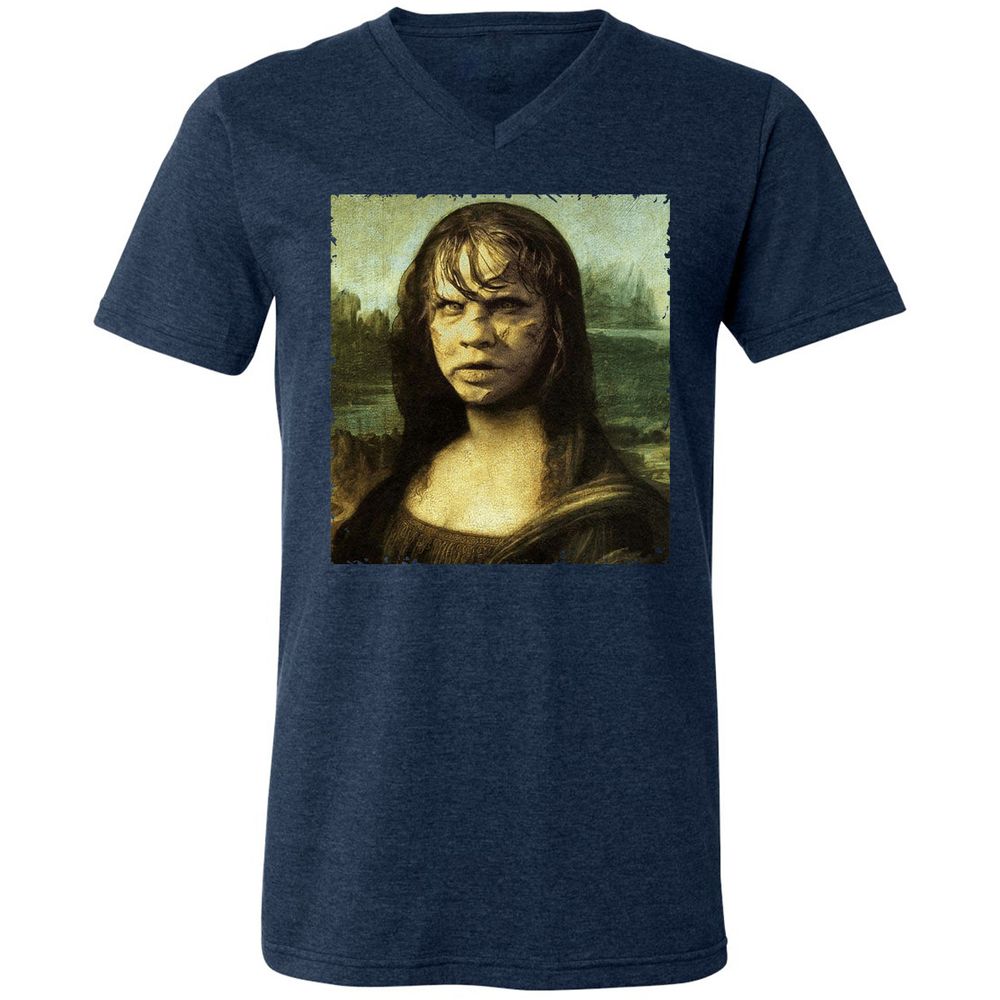 Unisex V-Neck T-Shirt - 17YJH276 - Heather Navy - 15