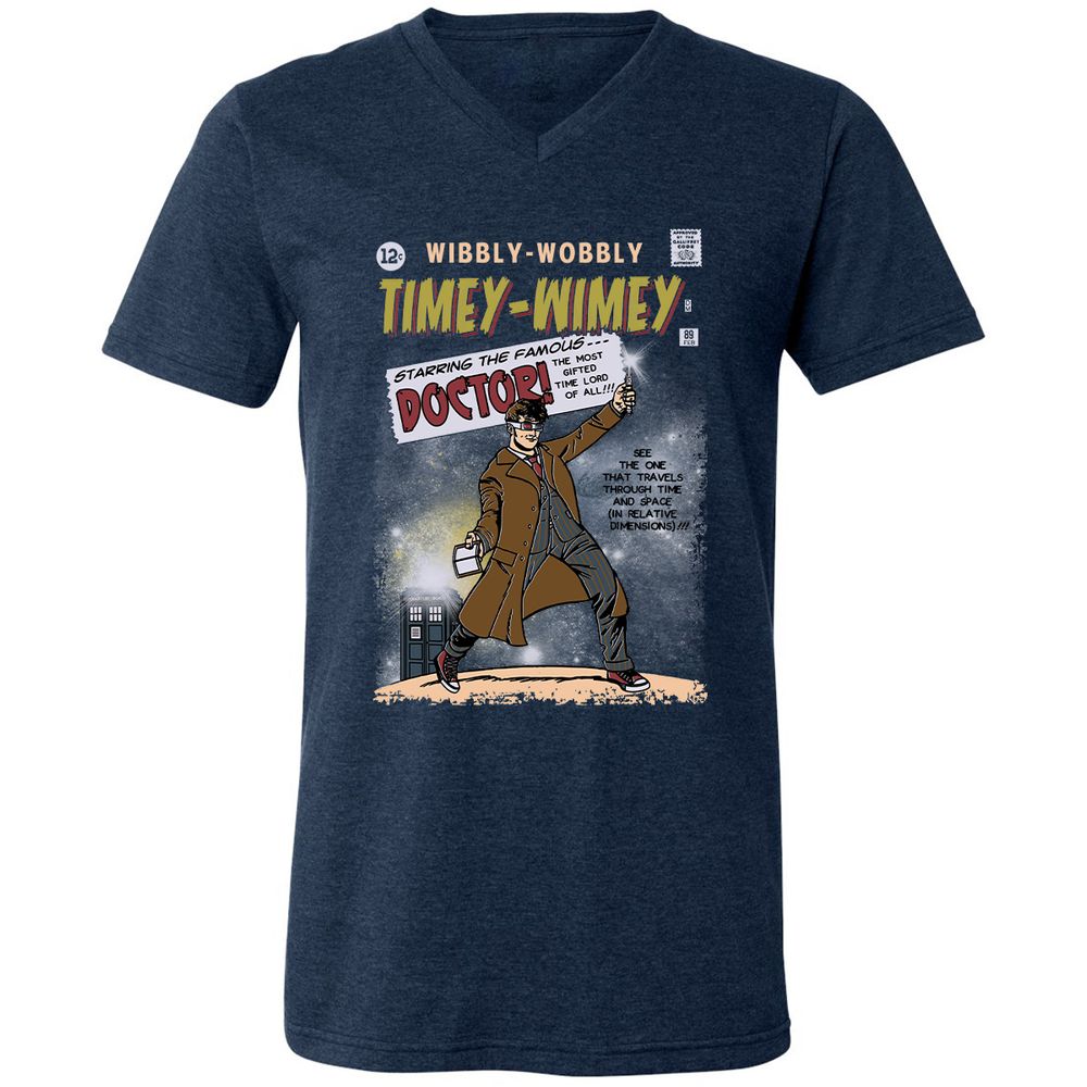 Unisex V-Neck T-Shirt - CHHZ8CYK - Heather Navy - 15