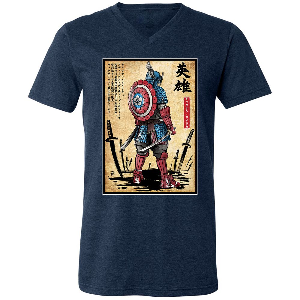 Unisex V-Neck T-Shirt - VGYMDNKQ - Heather Navy - 15