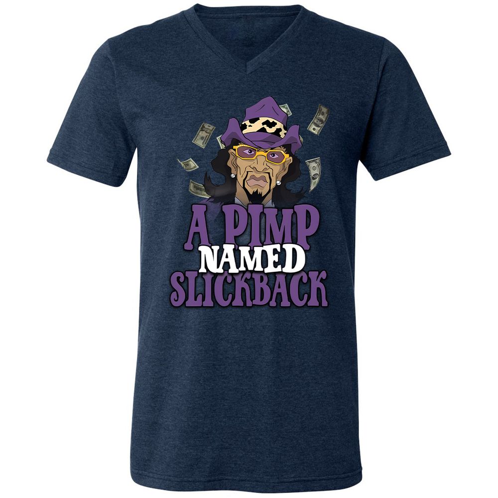Unisex V-Neck T-Shirt - N6GZW5F2 - Heather Navy - 15