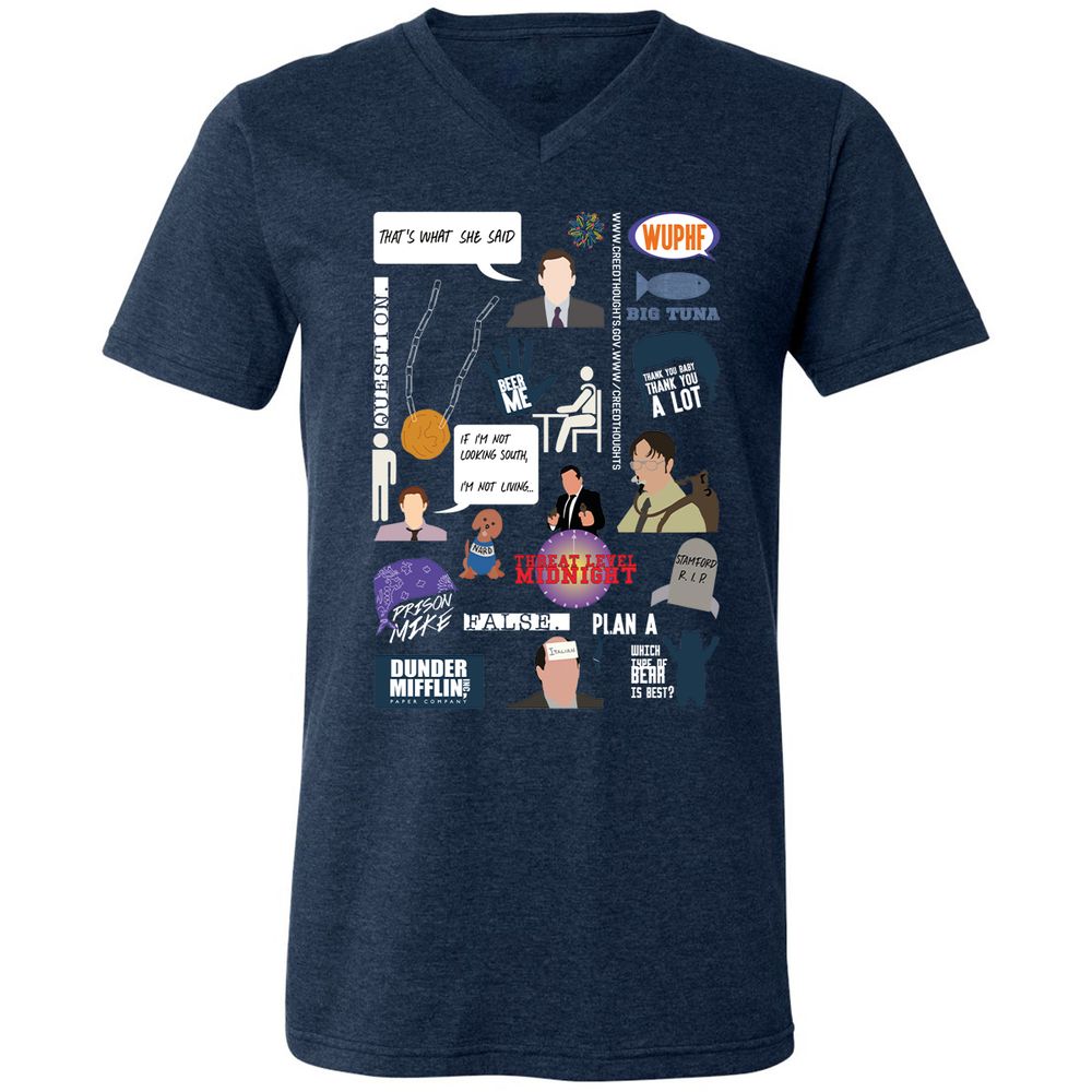 Unisex V-Neck T-Shirt - 5J31261M - Heather Navy - 15