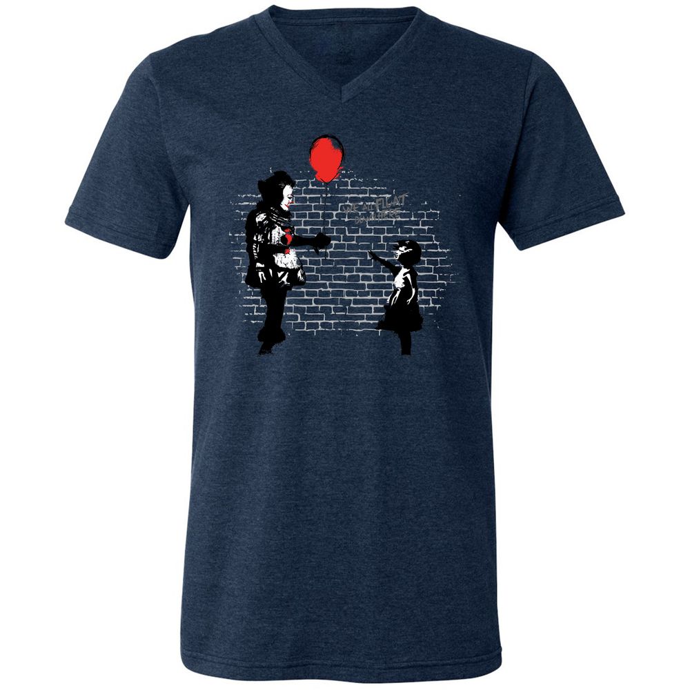 Unisex V-Neck T-Shirt - C7X85UJN - Heather Navy - 15
