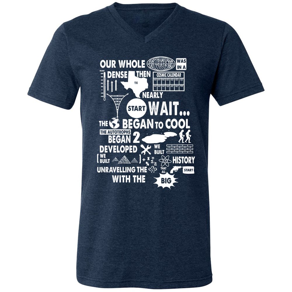 Unisex V-Neck T-Shirt - 7UFVHU83 - Heather Navy - 15