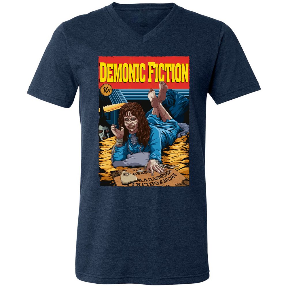 Unisex V-Neck T-Shirt - L3DKFL9Y - Heather Navy - 15