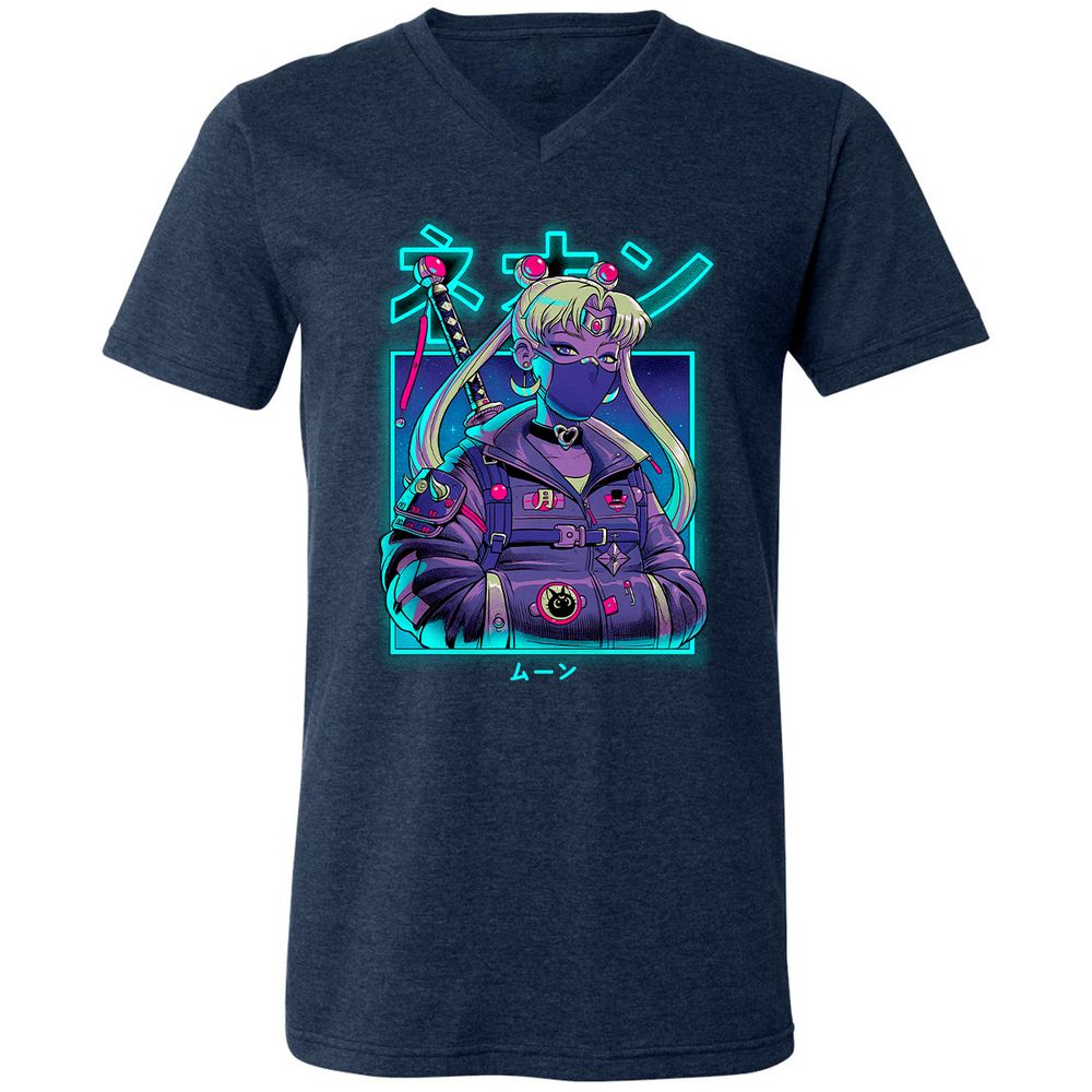 Unisex V-Neck T-Shirt - JZQ5PPGN - Heather Navy - 15