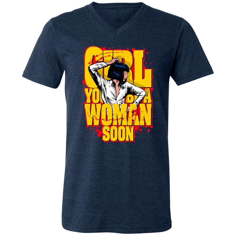 Unisex V-Neck T-Shirt - SUD4LK2M - Heather Navy - 15
