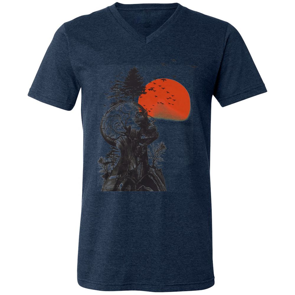 Unisex V-Neck T-Shirt - 373XTDCV - Heather Navy - 15