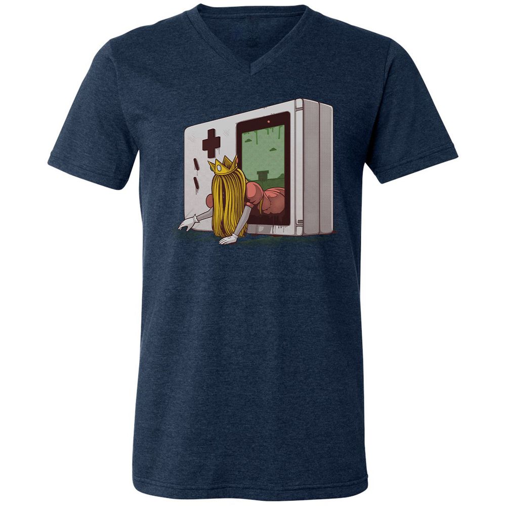 Unisex V-Neck T-Shirt - 56XWS7CM - Heather Navy - 15