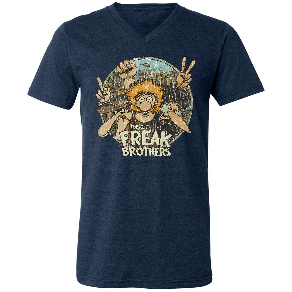 Unisex V-Neck T-Shirt - 2R6W39PV - Heather Navy - 15