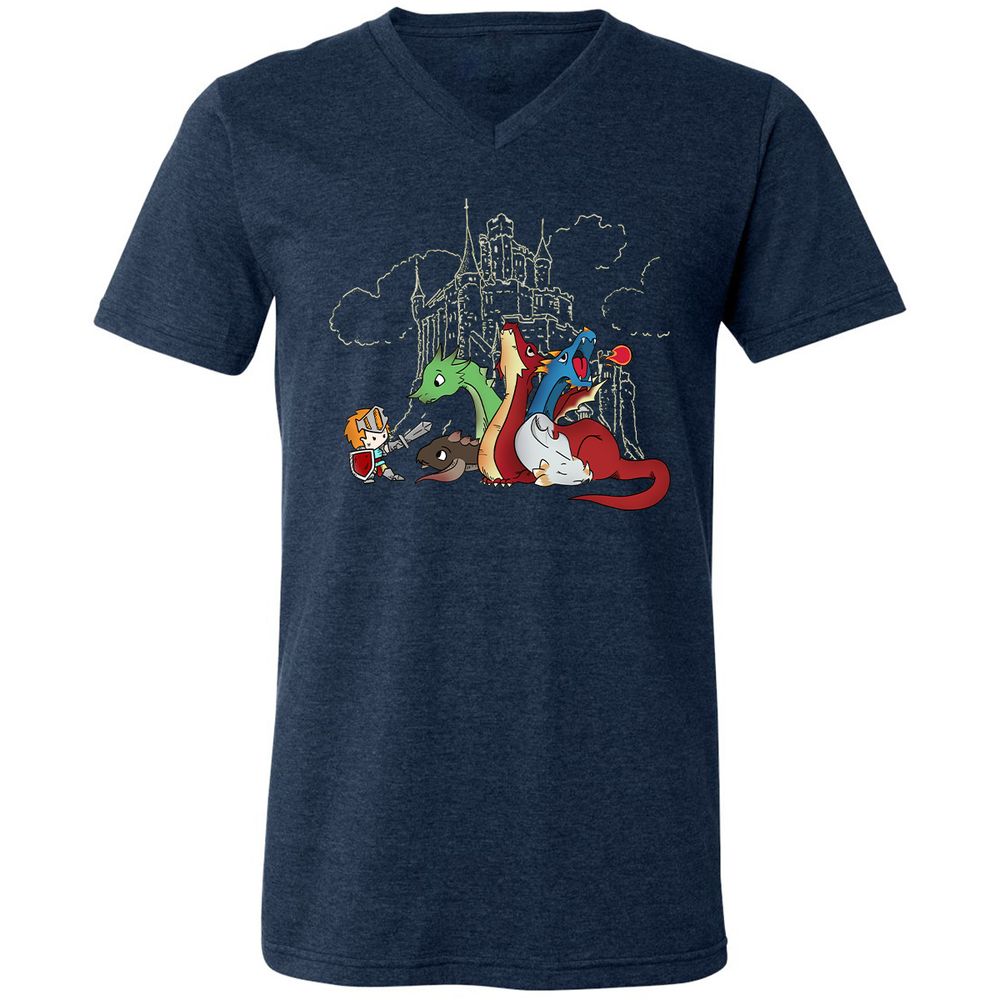 Unisex V-Neck T-Shirt - H3PPBASV - Heather Navy - 15