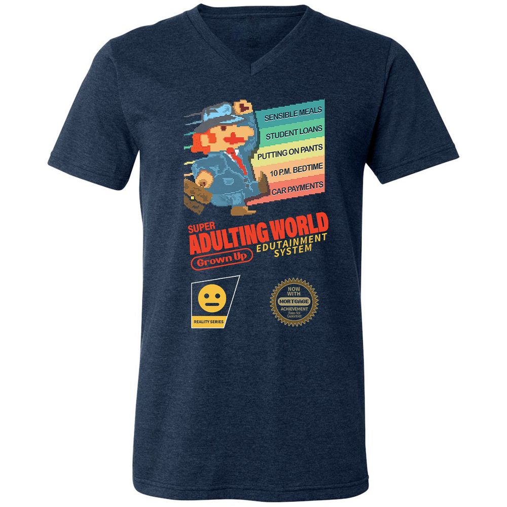 Unisex V-Neck T-Shirt - JHG95V9V - Heather Navy - 15